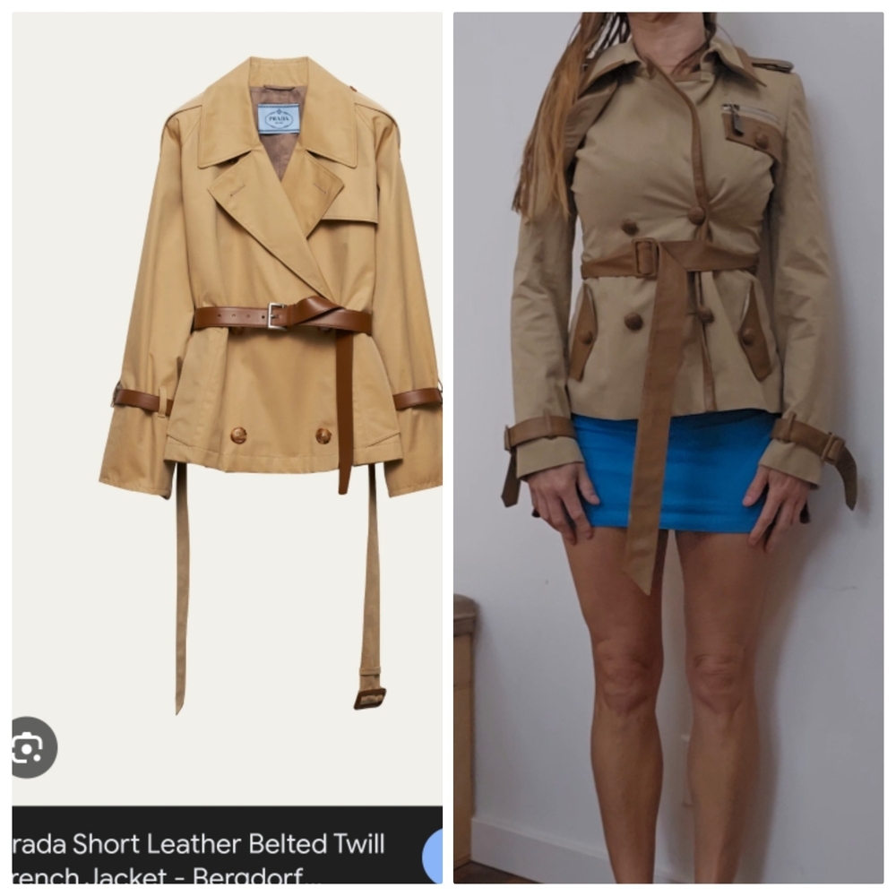 Rock & Republic Luxury Leather Trimmed Spring Camel Trench Coat Xs